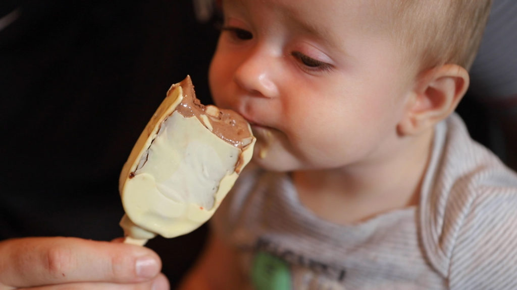 Baby eating ice cream at Lucciano's