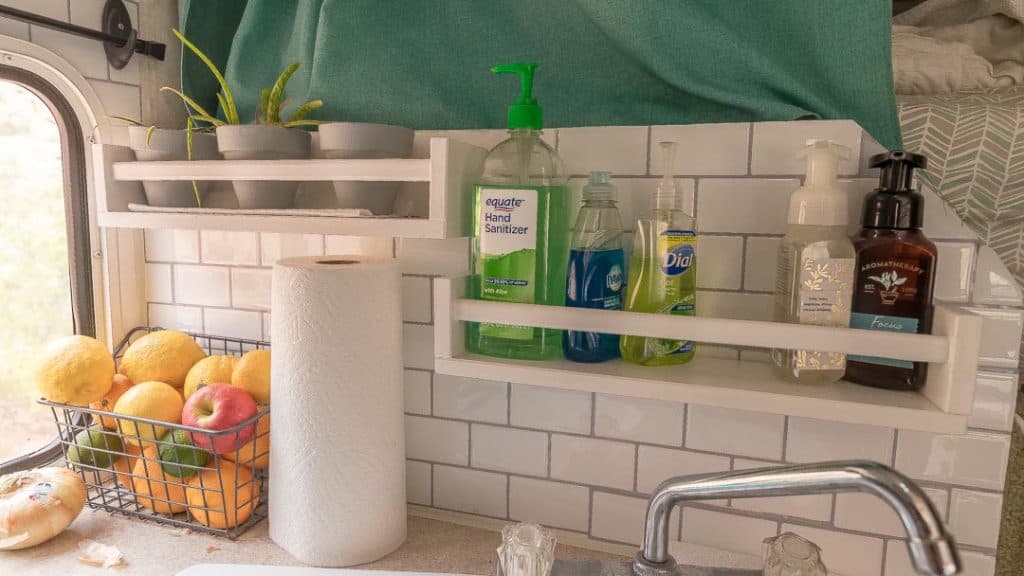 Ikea Kitchen shelving in a camper