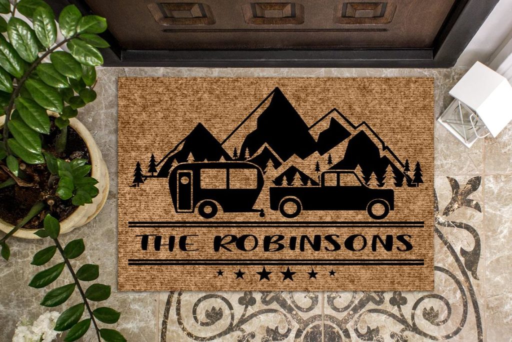 OCCdesign Burlap Camper Doormat, Camping RV Entranc Decorative Door Mat Rug  -Today's Adventures