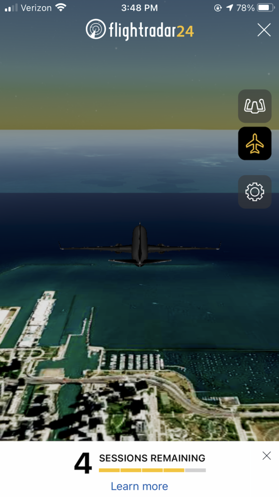 3D view of plane taking off