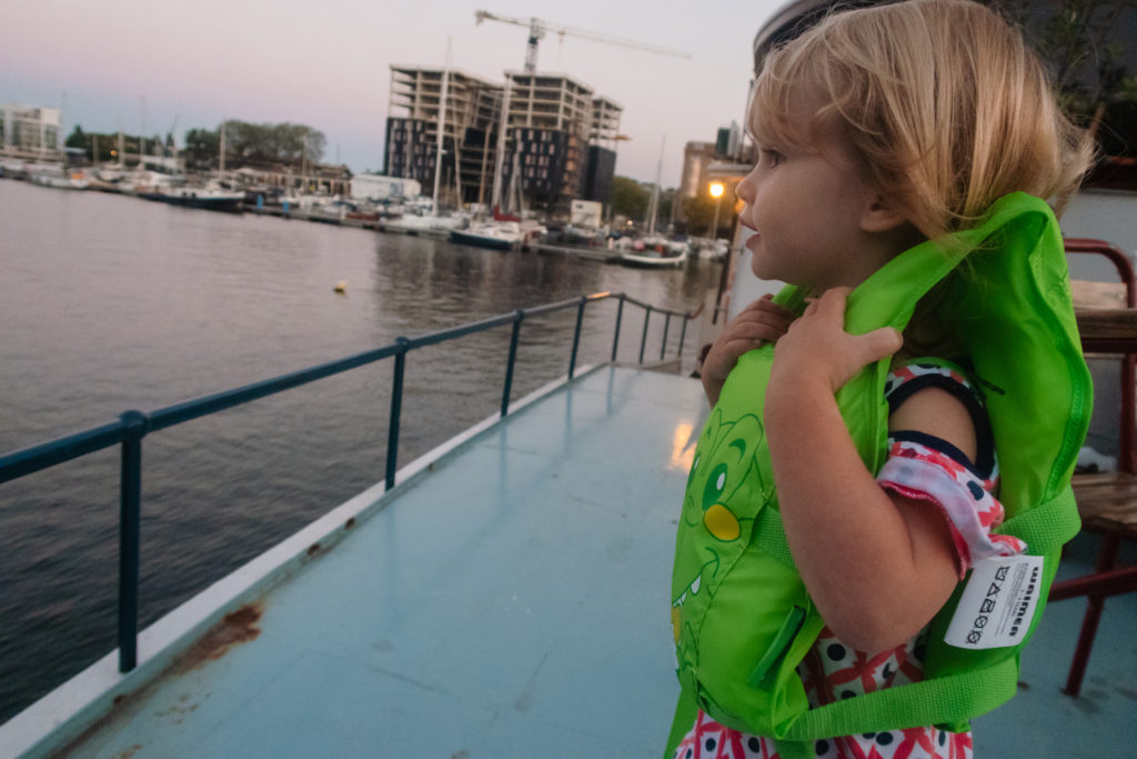 4-year-old on a houseboat in Amsterdam
