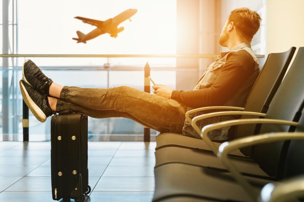 Man airport waiting for flight