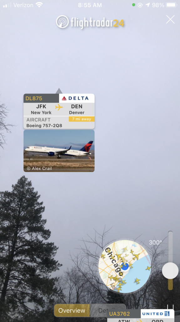 Flightradar24 AR feature use phone camera to identify planes