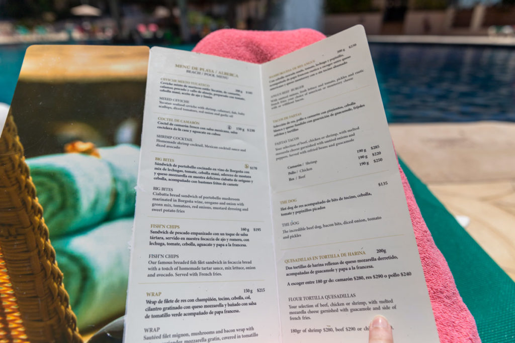 grand fiesta americana coral beach menu pool