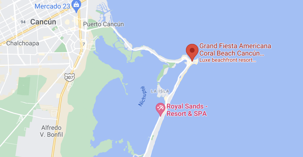 grand fiesta americana coral beach cancun map