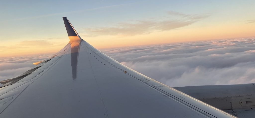 view of airplane wing from window